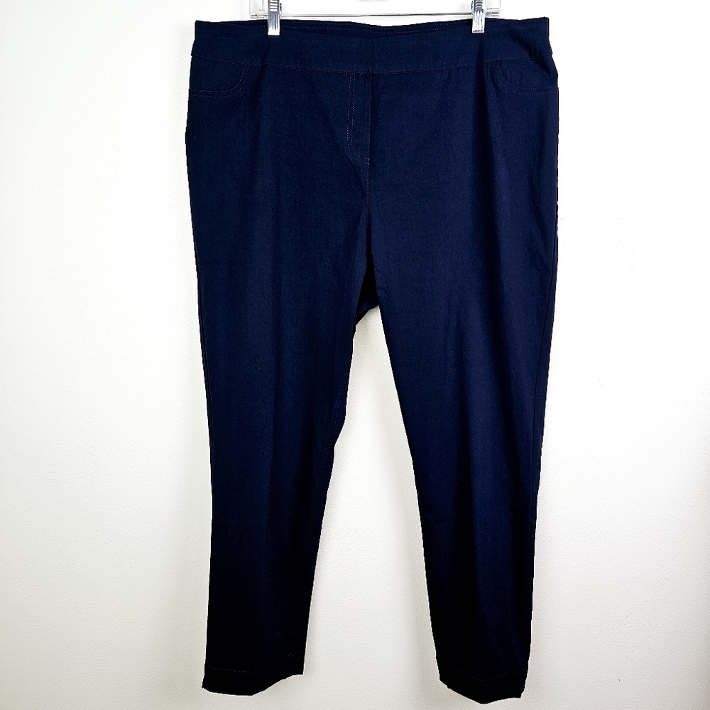 Soft Surroundings 5AC10 Straight Leg Ankle Pants in Navy Blue NWT